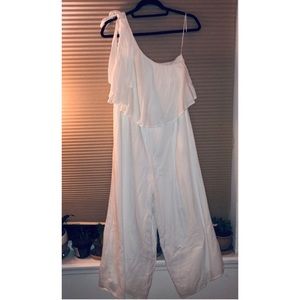 White Guess pantsuit, off the shoulder